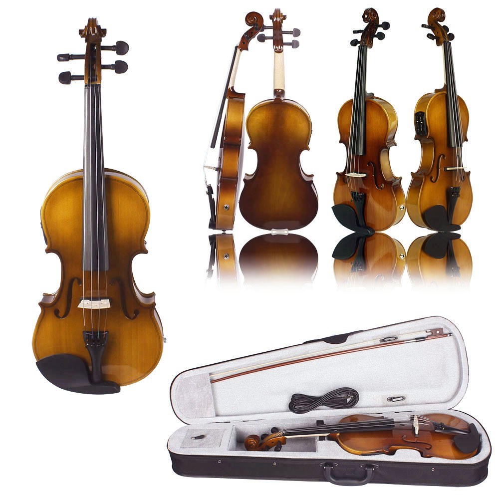 Full Size 4/4 Acoustic-Electric Violin Kit with EQ - Retro Sunset Design