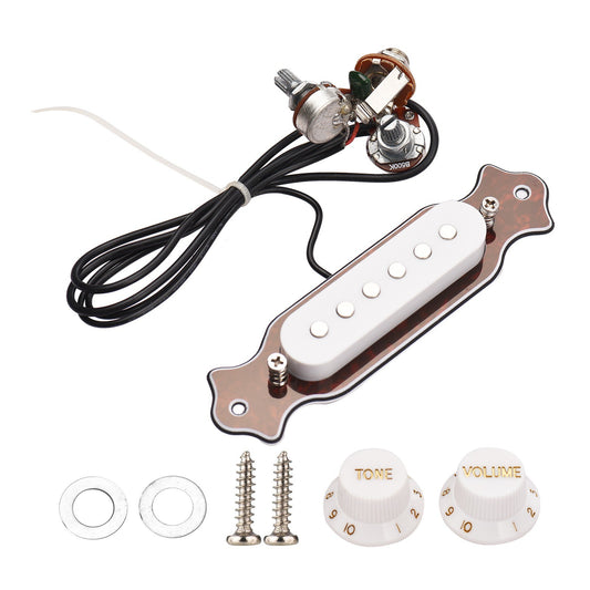Noiseless Single Coil Pickup for Acoustic & Electric Guitar with Volume and Tone Controls