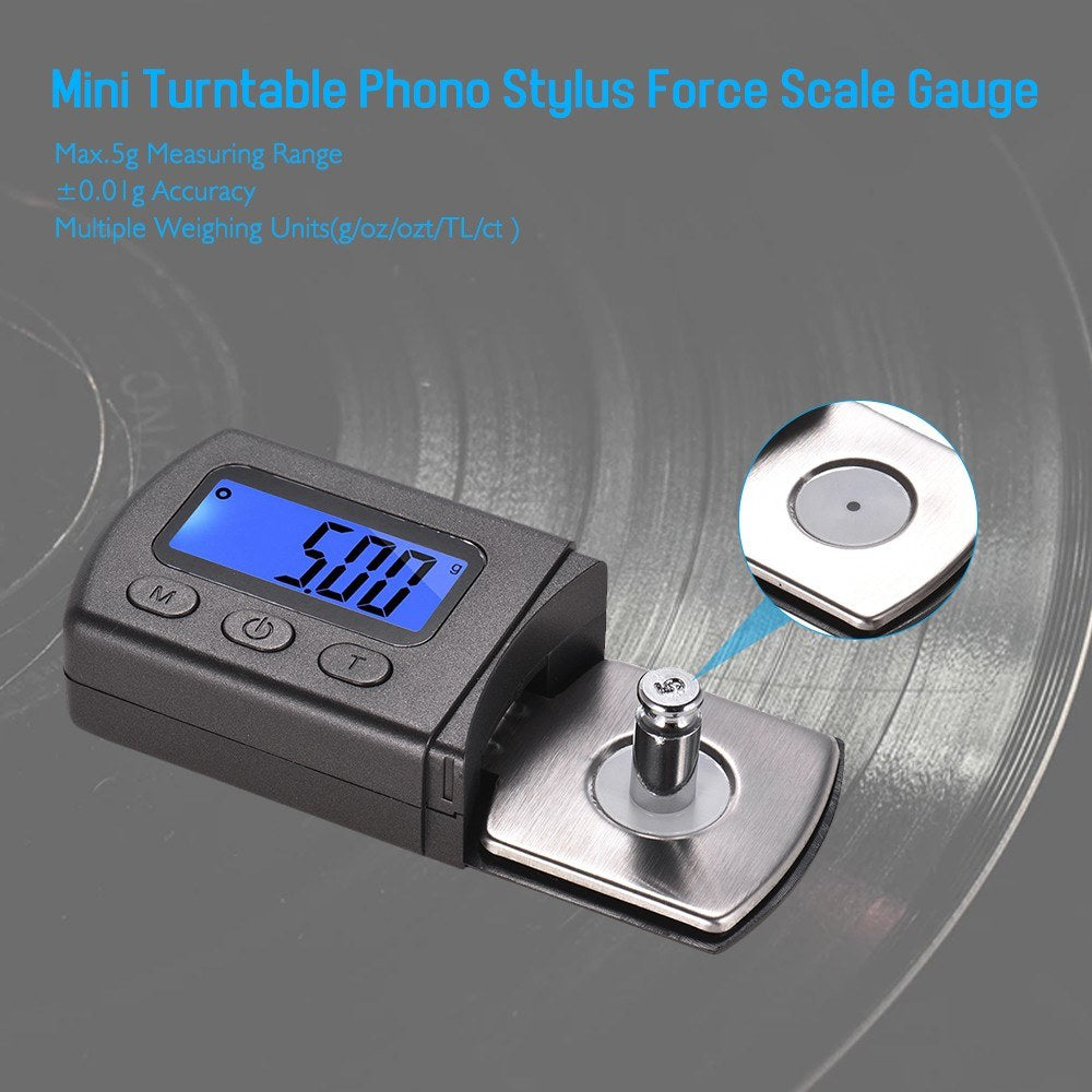 Digital Stylus Force Gauge for Turntables ±0.01g Precision with LCD & 5g Calibration Weight