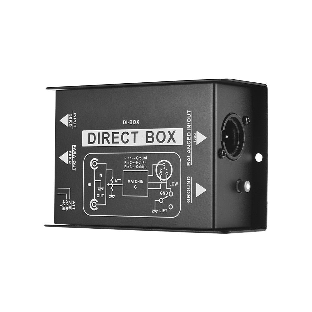 Professional Passive DI-Box: Single Channel Audio Signal Converter with XLR TRS Interfaces