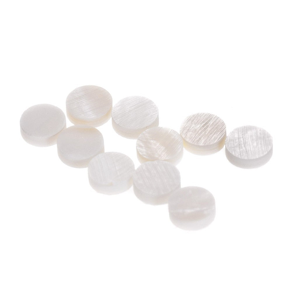 White Mother of Pearl 6mm Fretboard Position Marker Dots, Pack of 10