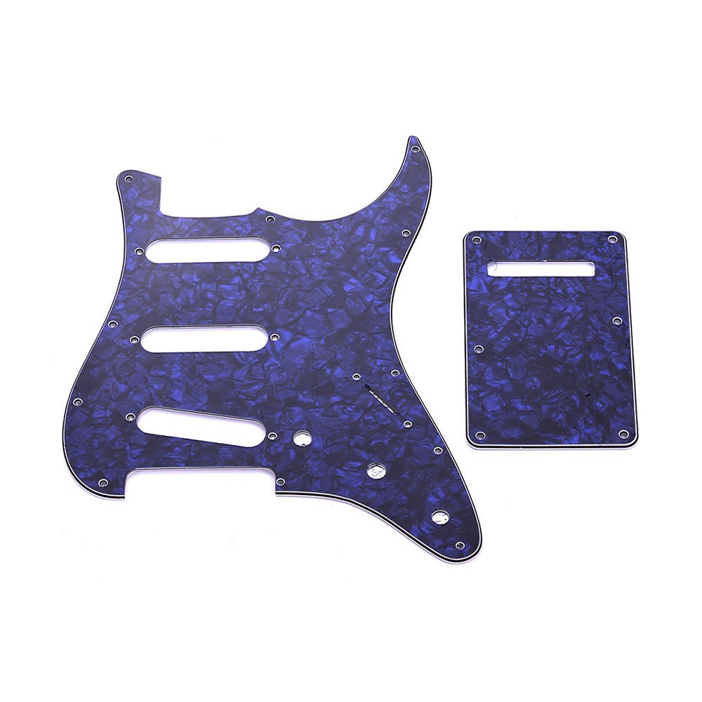 Blue Pearl SSS Electric Guitar Pickguard Set with Back Plate & Screws for American ST Style Guitars