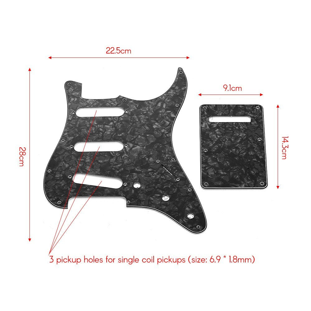 Blue Pearl SSS Electric Guitar Pickguard Set with Back Plate & Screws for American ST Style Guitars
