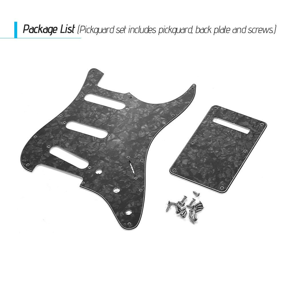 Blue Pearl SSS Electric Guitar Pickguard Set with Back Plate & Screws for American ST Style Guitars