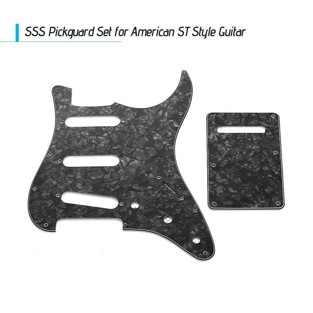 Blue Pearl SSS Electric Guitar Pickguard Set with Back Plate & Screws for American ST Style Guitars