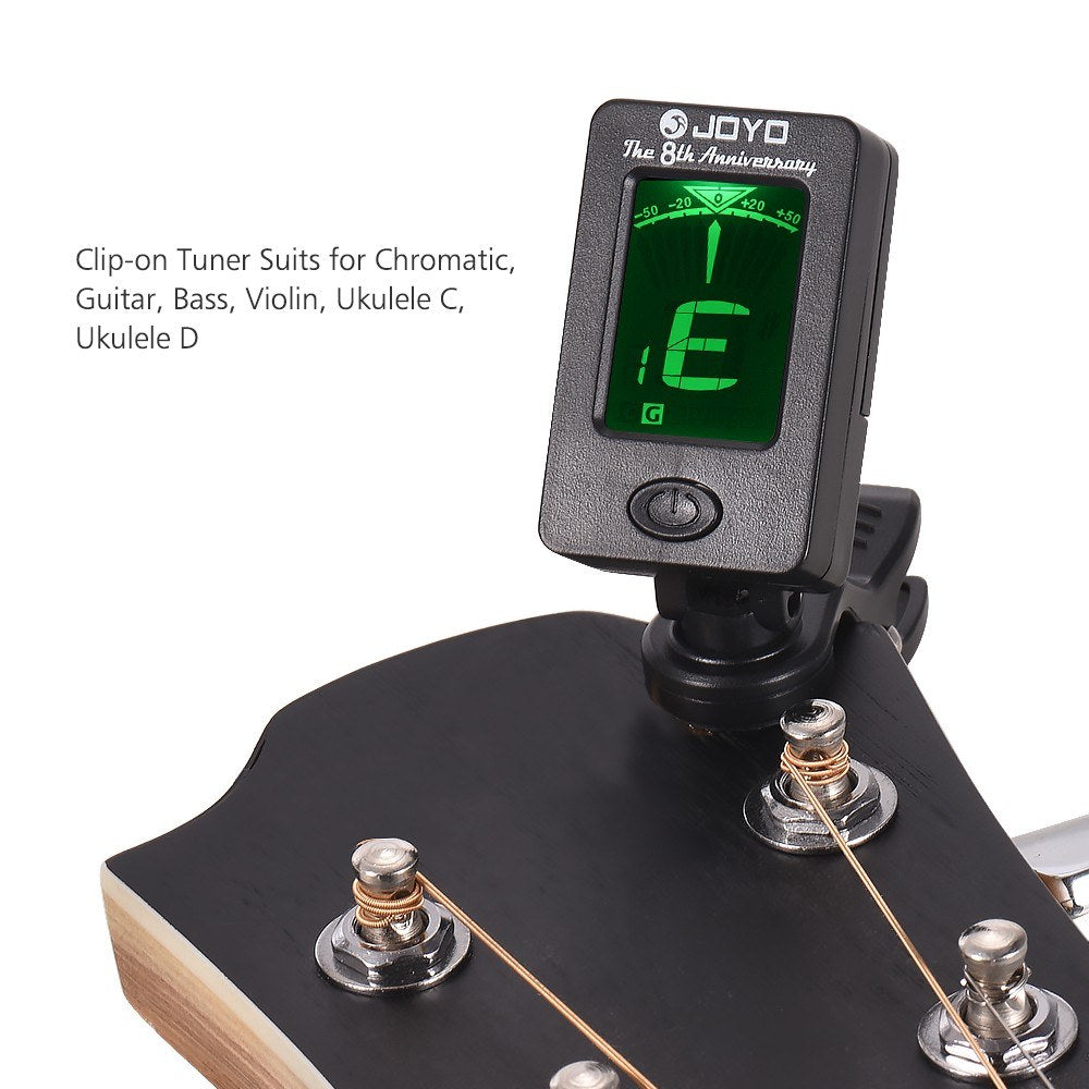 Beginner Guitar Accessory Kit: Clip-on LCD Tuner, Lightweight Capo, 3 Guitar Picks