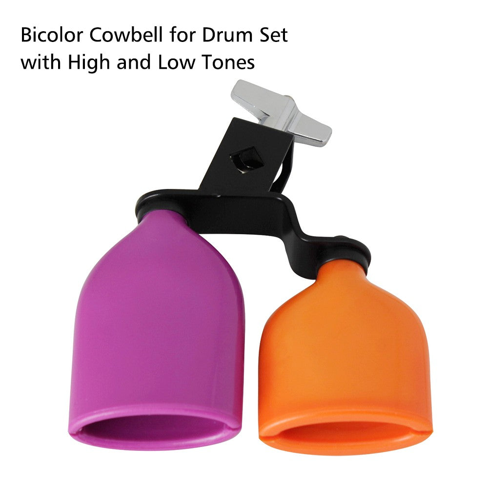 Dual-Tone Medium Bicolor Cowbell for Drum Set - Double Mounted Percussion Instrument