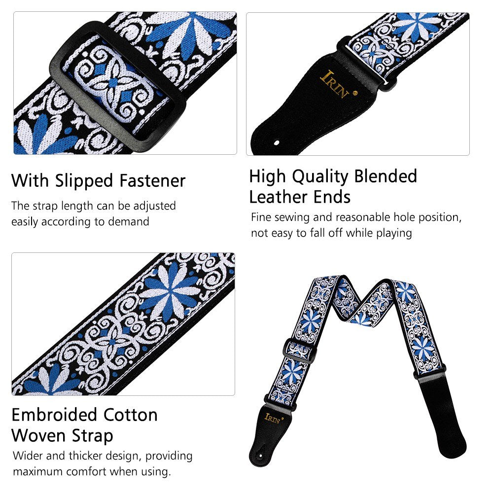 Adjustable IRIN GS-02 Embroidery Guitar Straps for Acoustic Electric Guitars & Bass Accessories