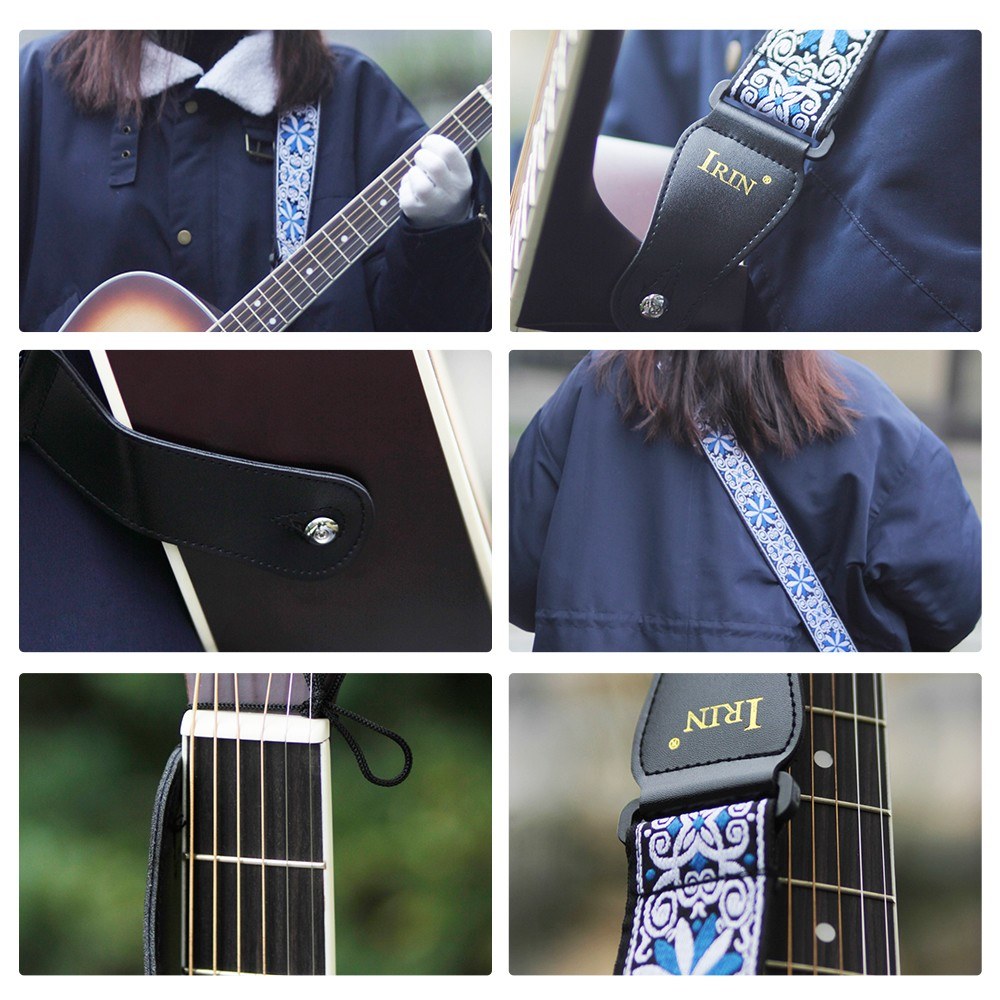 Adjustable IRIN GS-02 Embroidery Guitar Straps for Acoustic Electric Guitars & Bass Accessories