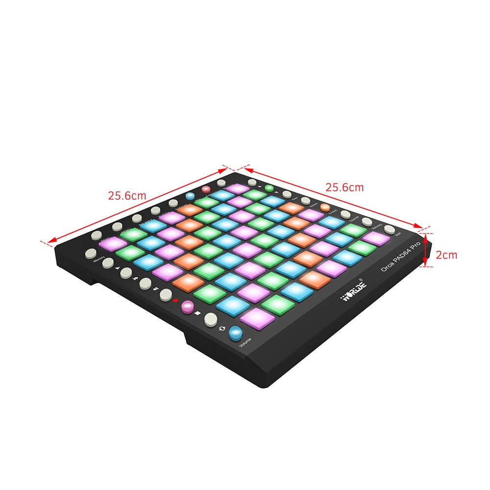Portable WORLDE ORCA PAD64 USB MIDI Drum Pad Controller