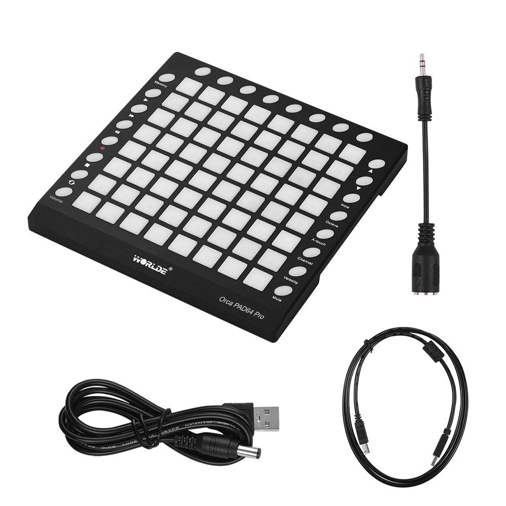 Portable WORLDE ORCA PAD64 USB MIDI Drum Pad Controller
