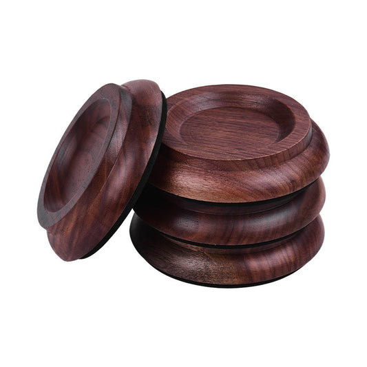 Solid Wood Upright Piano Caster Cups Set with Anti-Slip EVA Pads - 4 Pieces
