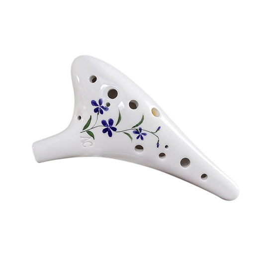 Hand Painted 12-Hole Alto C Ceramic Ocarina with Lanyard, Music Score & Protective Bag for Music Lovers