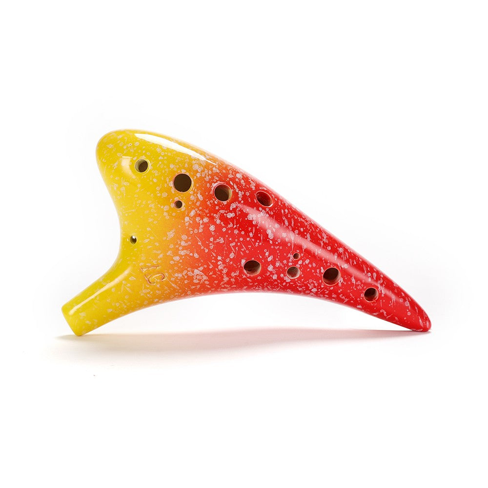 Starry Style 12-Hole Ceramic Alto C Ocarina - Musical Instrument with Lanyard, Music Score & Protective Bag for Music Lovers & Learners