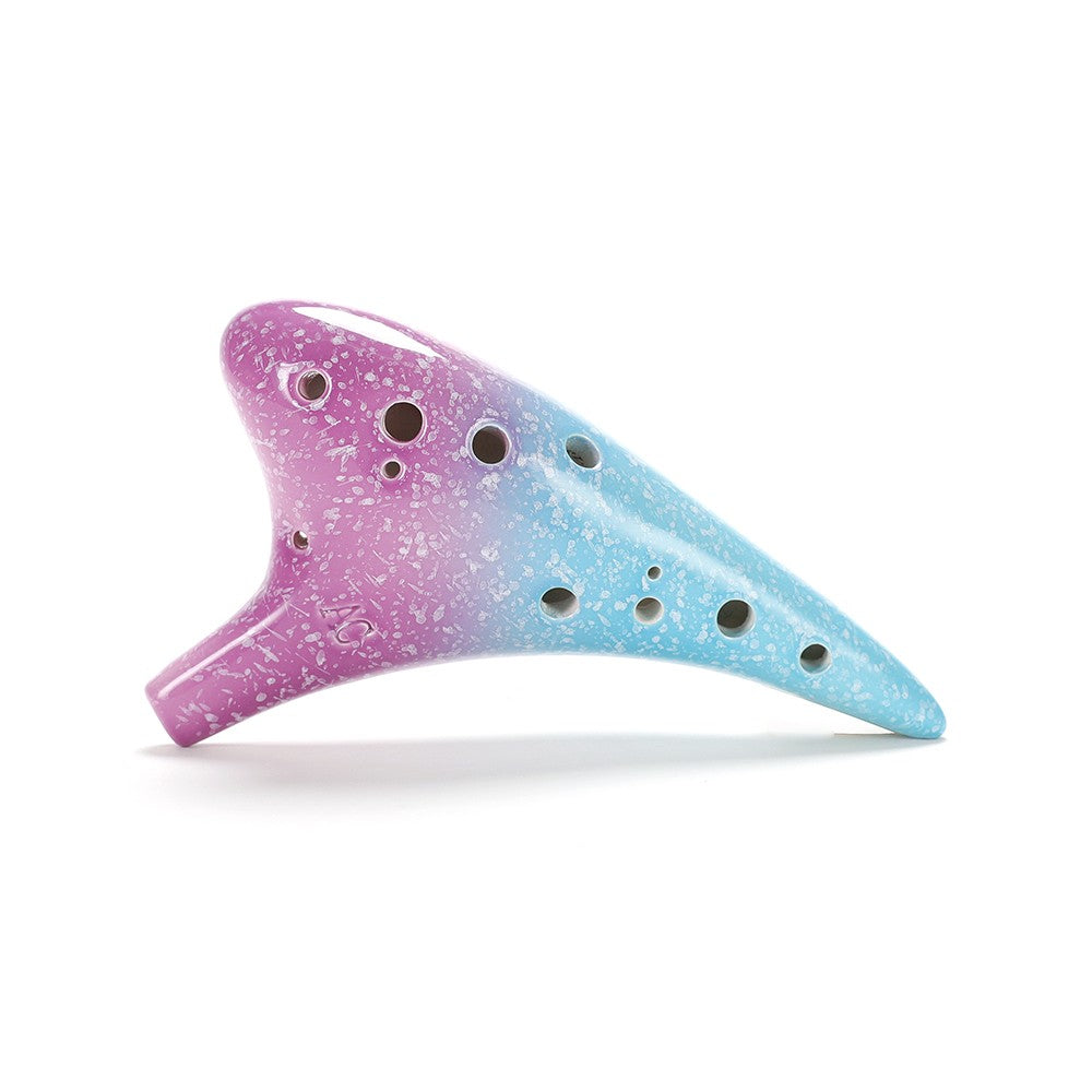 Starry Style 12-Hole Ceramic Alto C Ocarina - Musical Instrument with Lanyard, Music Score & Protective Bag for Music Lovers & Learners