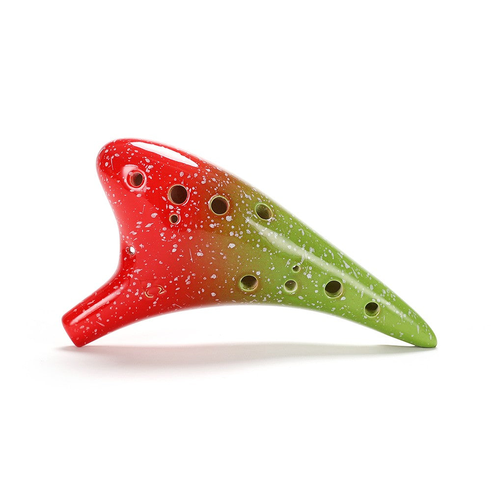 Starry Style 12-Hole Ceramic Alto C Ocarina - Musical Instrument with Lanyard, Music Score & Protective Bag for Music Lovers & Learners