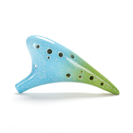 Starry Style 12-Hole Ceramic Alto C Ocarina - Musical Instrument with Lanyard, Music Score & Protective Bag for Music Lovers & Learners