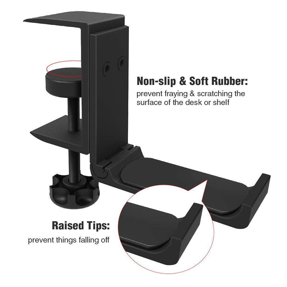 Foldable Aluminum Headset Stand: Universal Desk Mount with Horizontal & Vertical Installation
