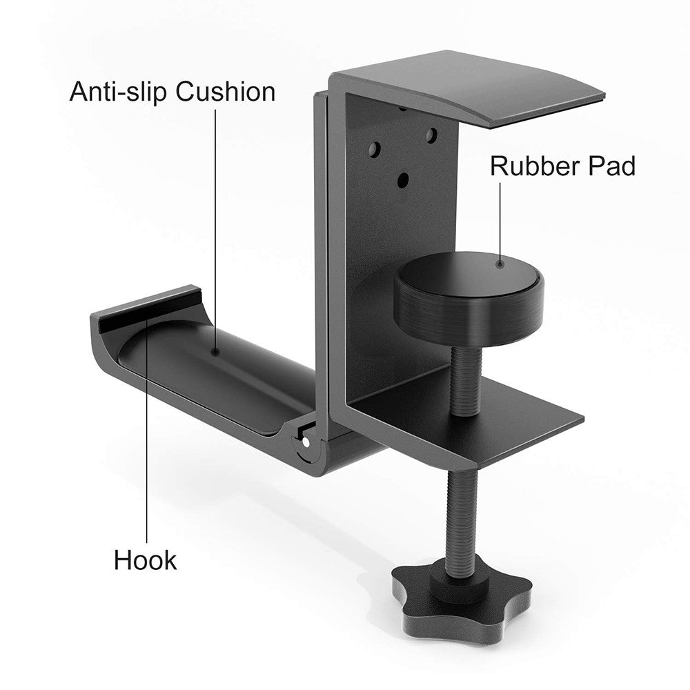 Foldable Aluminum Headset Stand: Universal Desk Mount with Horizontal & Vertical Installation