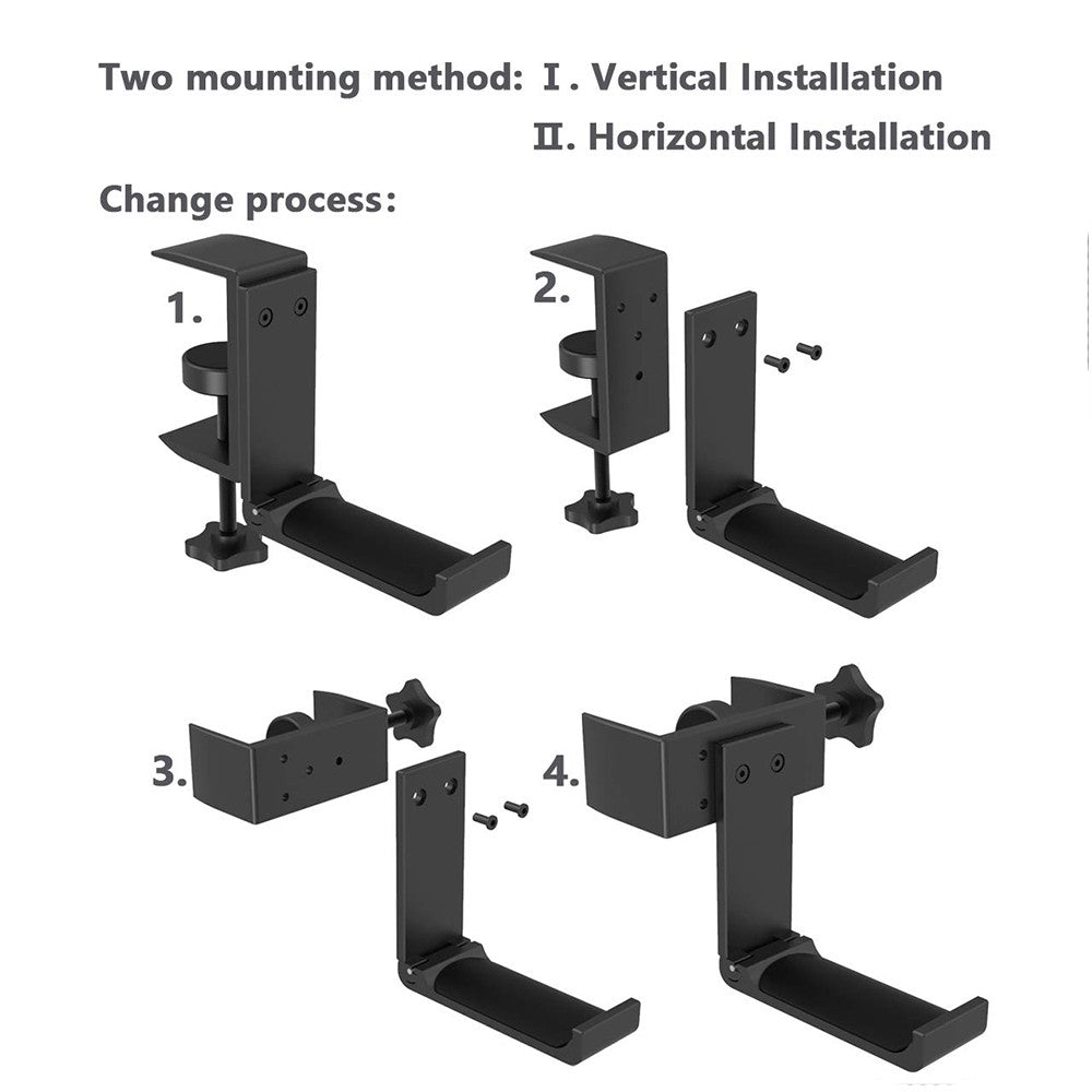 Foldable Aluminum Headset Stand: Universal Desk Mount with Horizontal & Vertical Installation