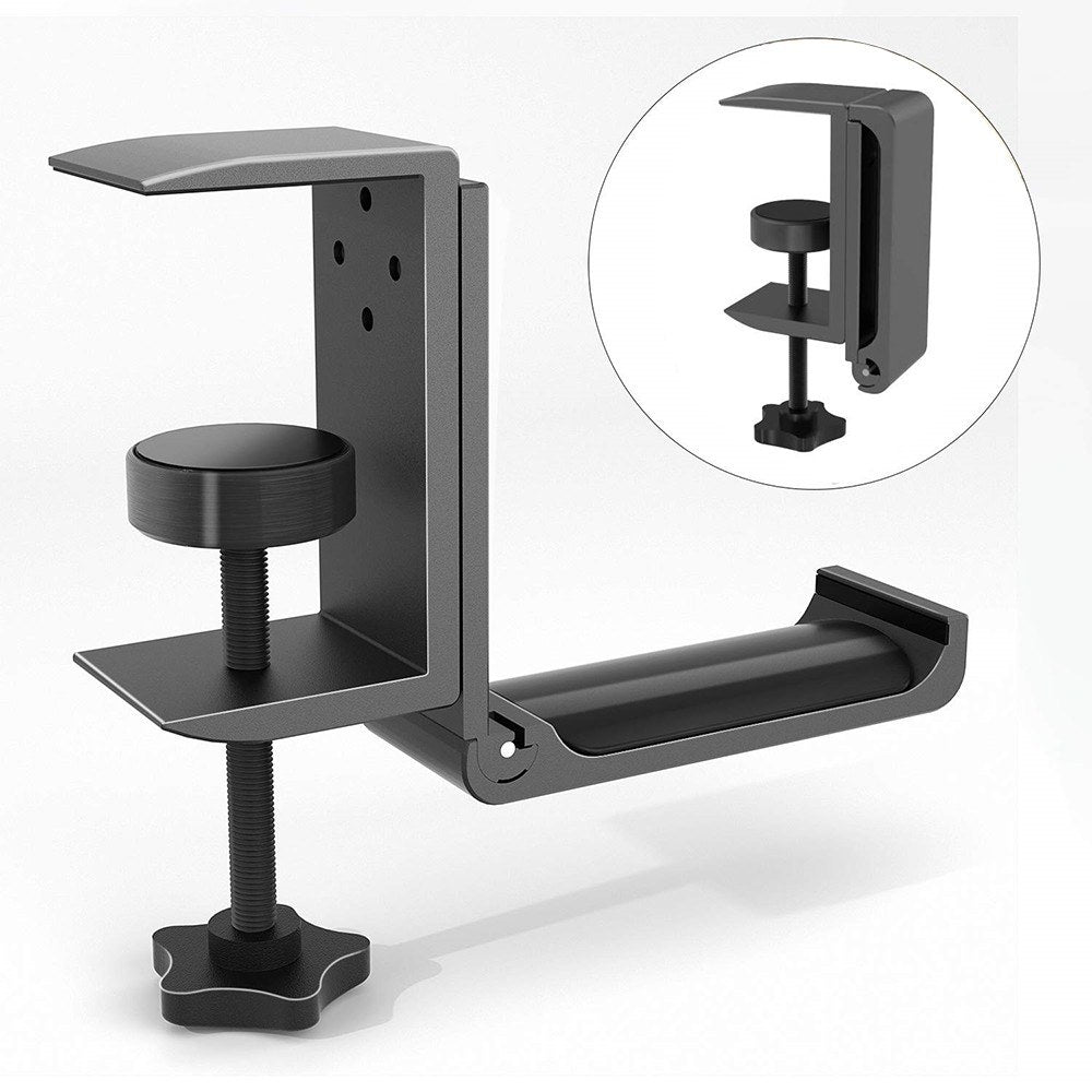 Foldable Aluminum Headset Stand: Universal Desk Mount with Horizontal & Vertical Installation