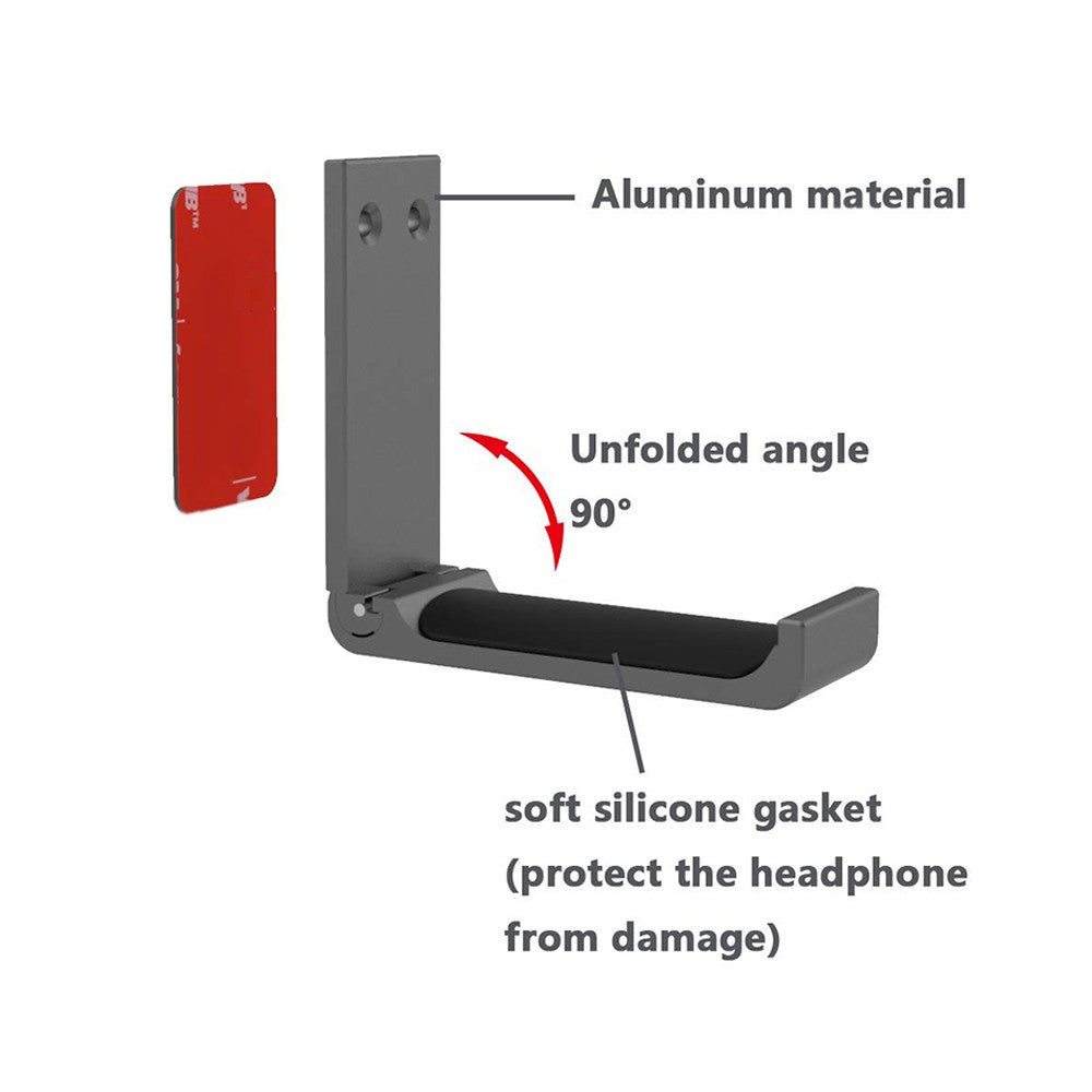 Aluminum Alloy Foldable Headset Hanger Hook Mount for Desk