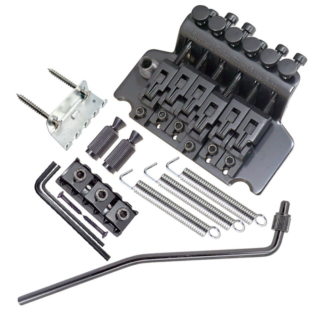 Tremolo Bridge System with Double Roll Tailpiece & Saddle for 6-String Electric Guitar Replacement