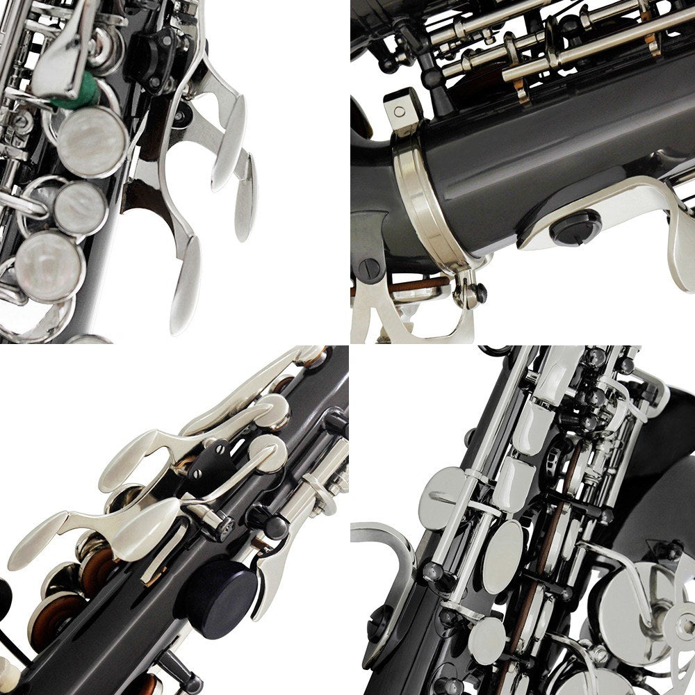 Black Nickel Plated Bb Soprano Saxophone - Brass Woodwind Instrument