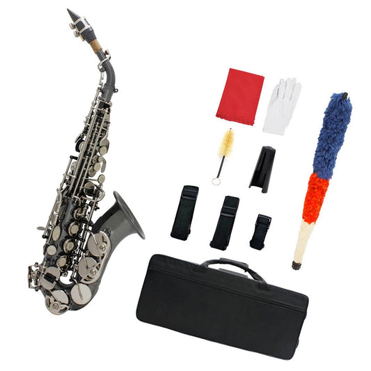 Black Nickel Plated Bb Soprano Saxophone - Brass Woodwind Instrument