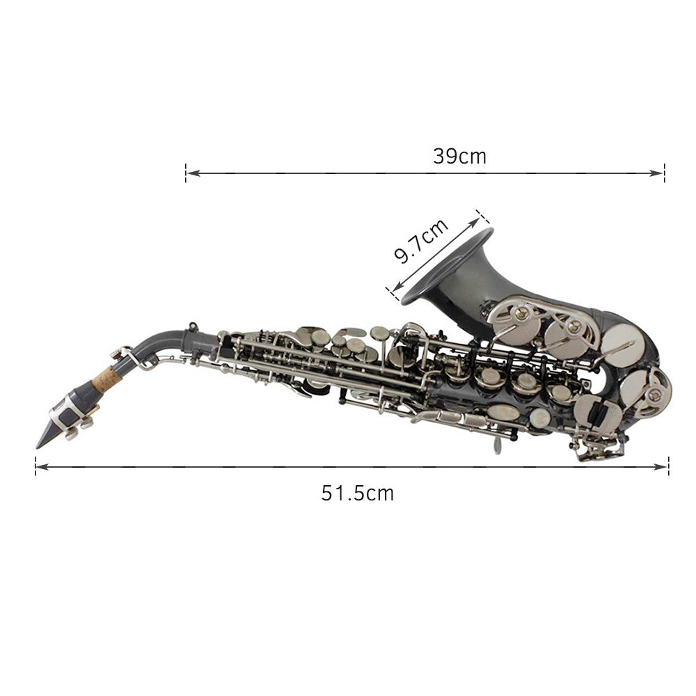 Black Nickel Plated Bb Soprano Saxophone - Brass Woodwind Instrument