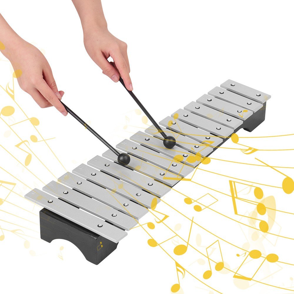 15-Note Glockenspiel Xylophone with Mallets - Aluminum Bars & Wooden Base, Includes Carrying Bag - Ideal Musical Gift