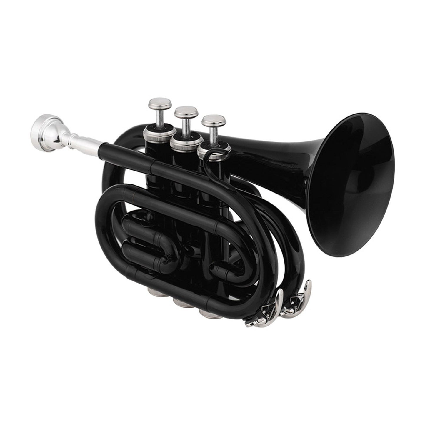 Muslady Bb Mini Pocket Trumpet - Brass Wind Instrument with Mouthpiece, Gloves, Cleaning Cloth & Case