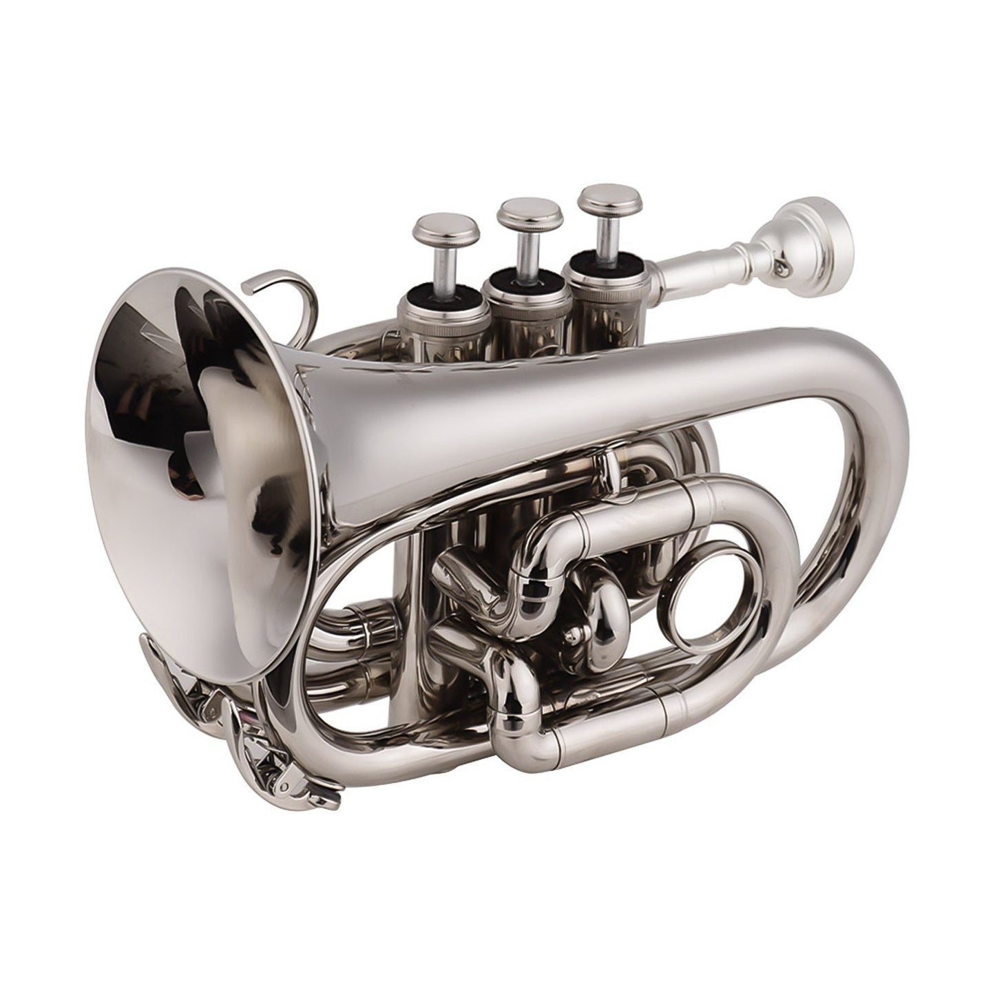 Muslady Bb Mini Pocket Trumpet - Brass Wind Instrument with Mouthpiece, Gloves, Cleaning Cloth & Case