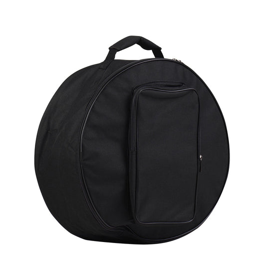 Black Compact Snare Drum Backpack Case with Shoulder Strap & Pockets - Musical Instrument Accessory