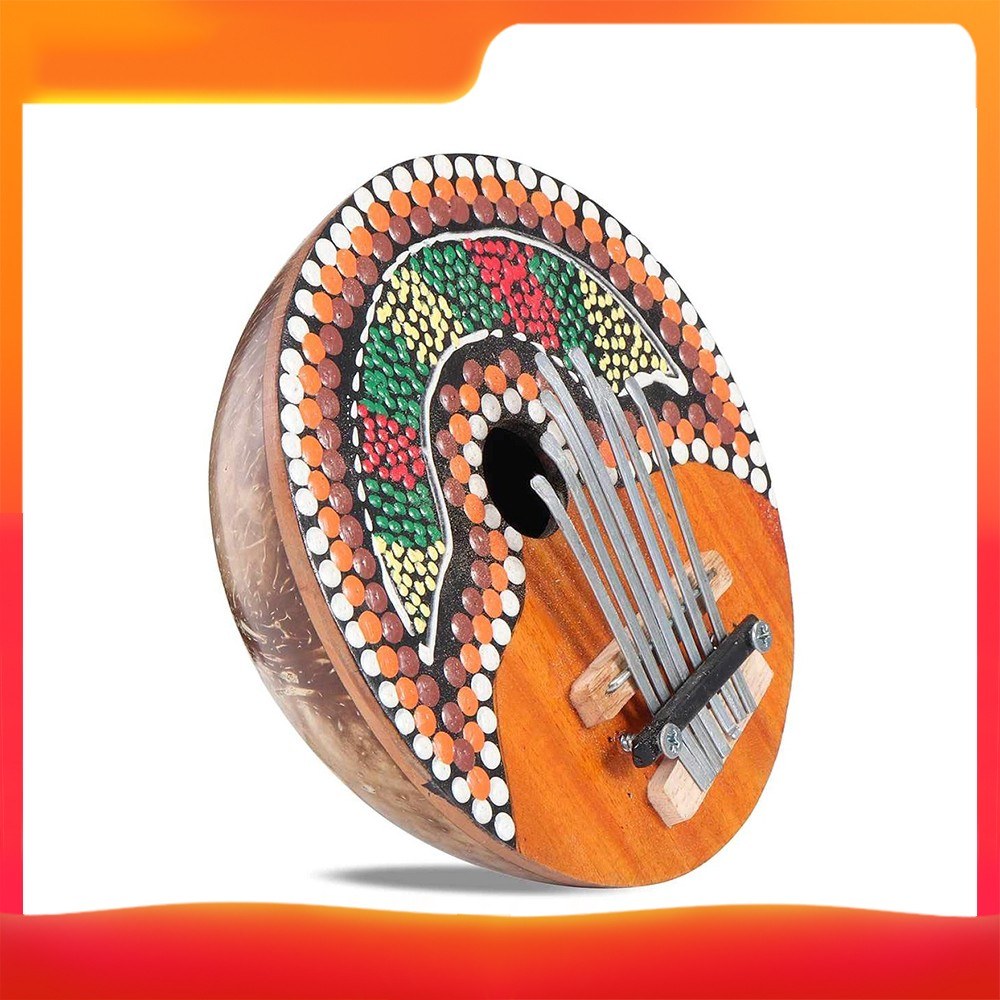 Adjustable 7-Key Coconut Shell Thumb Piano for Kids - Painted Finger Percussion Instrument