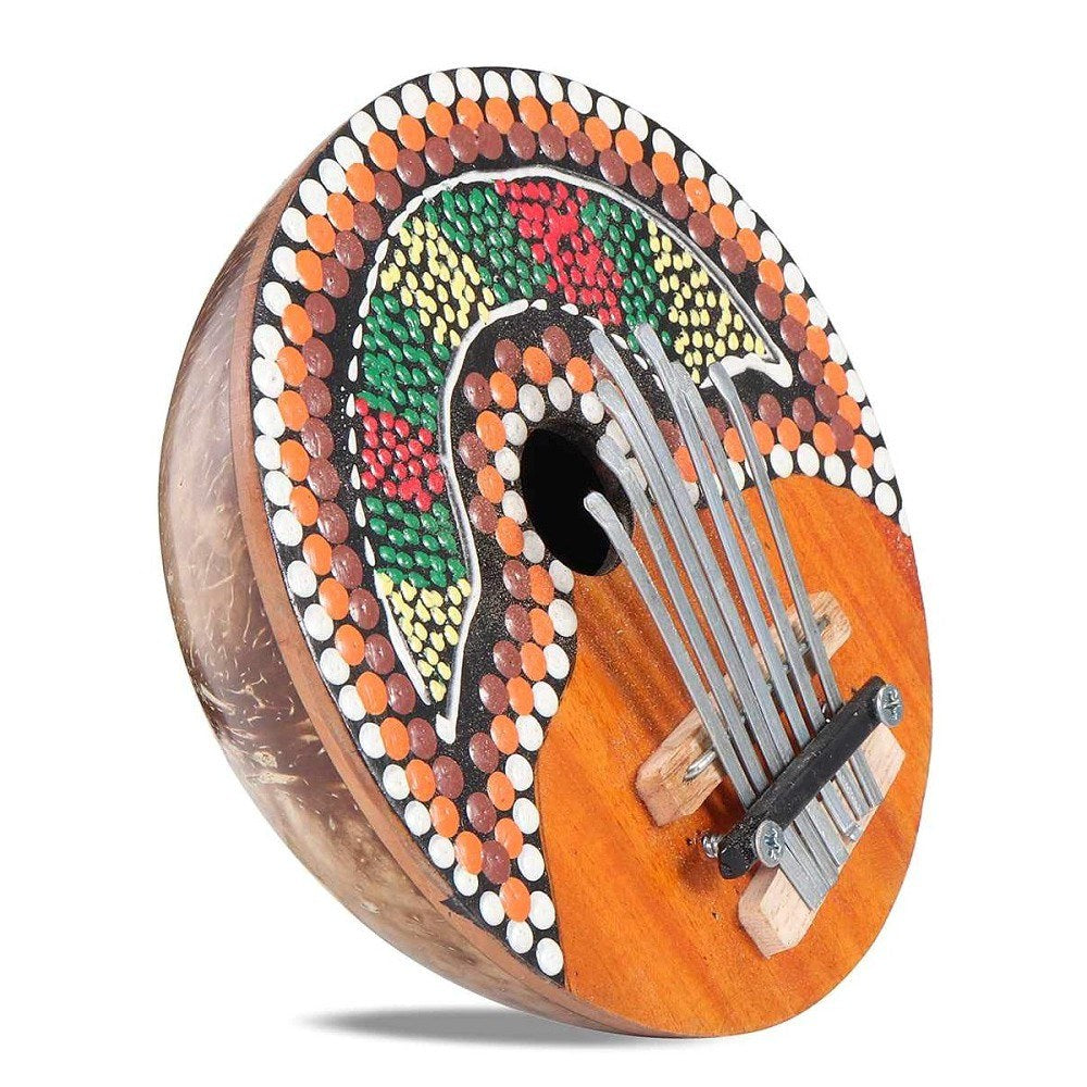 Adjustable 7-Key Coconut Shell Thumb Piano for Kids - Painted Finger Percussion Instrument