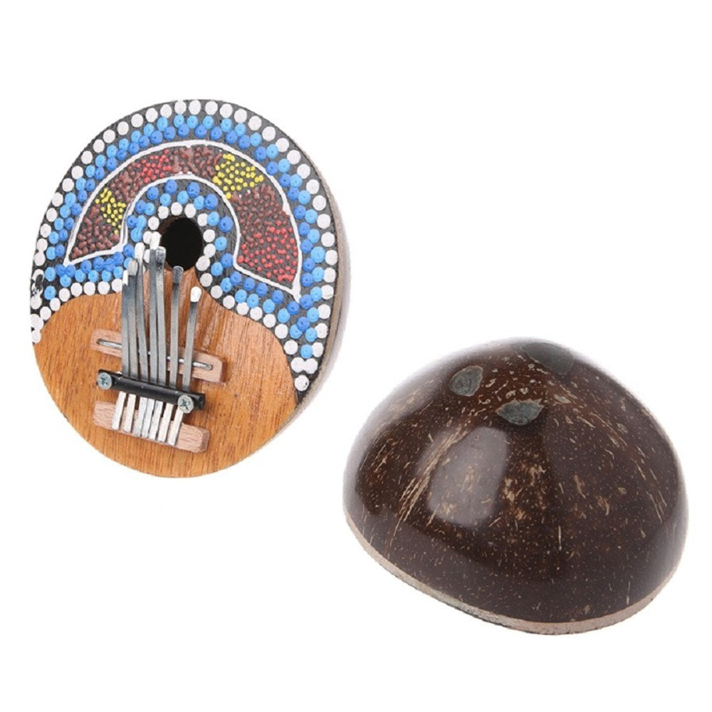 Adjustable 7-Key Coconut Shell Thumb Piano for Kids - Painted Finger Percussion Instrument