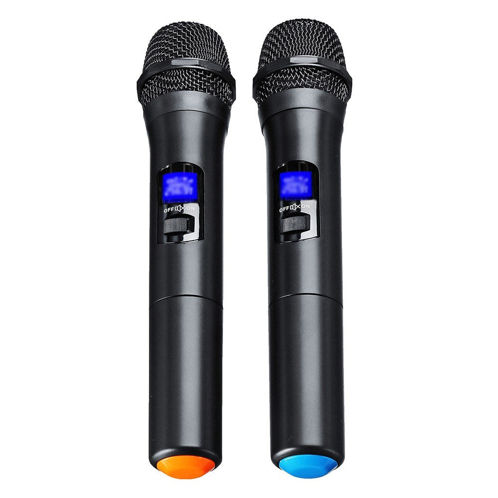 Professional UHF Dual Handheld Wireless Karaoke Microphone System with Digital LCD Display