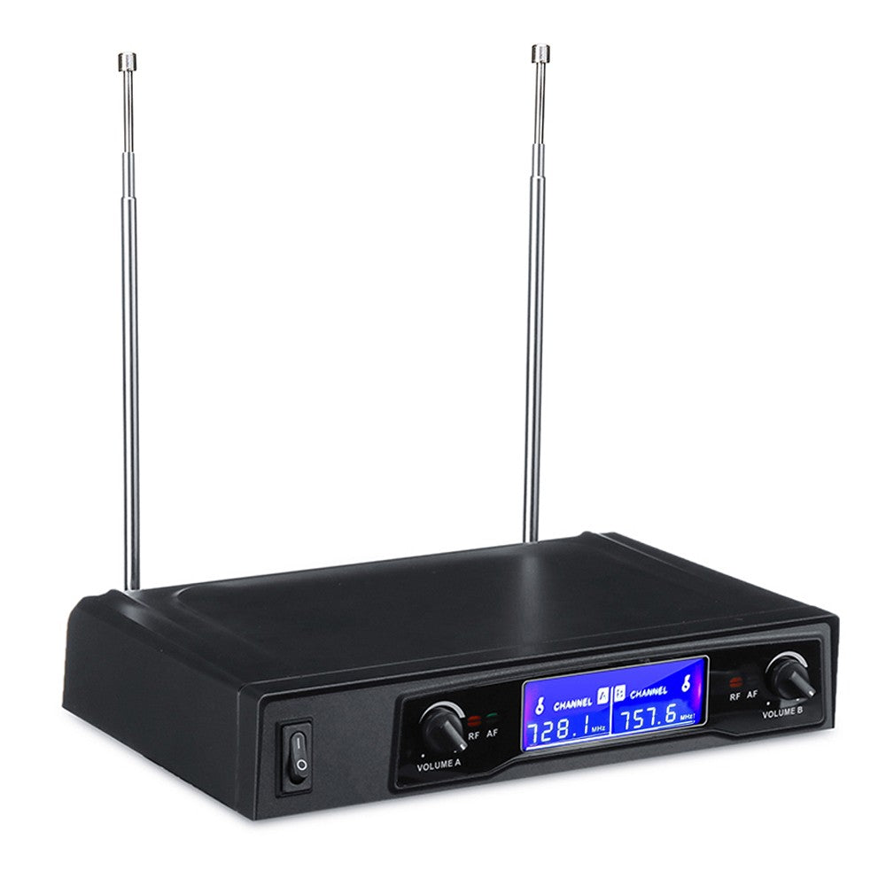 Professional UHF Dual Handheld Wireless Karaoke Microphone System with Digital LCD Display