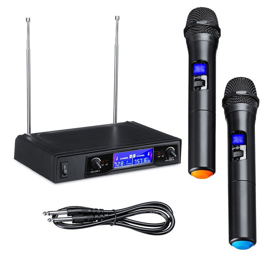 Professional UHF Dual Handheld Wireless Karaoke Microphone System with Digital LCD Display