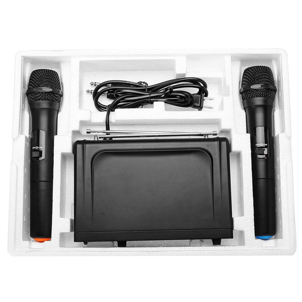 Professional UHF Dual Handheld Wireless Karaoke Microphone System with Digital LCD Display