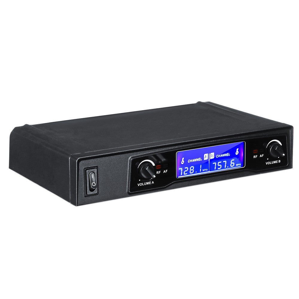 Professional UHF Dual Handheld Wireless Karaoke Microphone System with Digital LCD Display