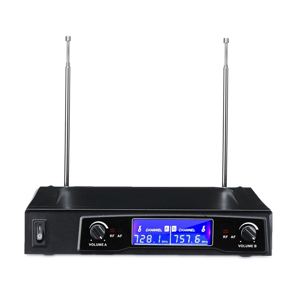 Professional UHF Dual Handheld Wireless Karaoke Microphone System with Digital LCD Display