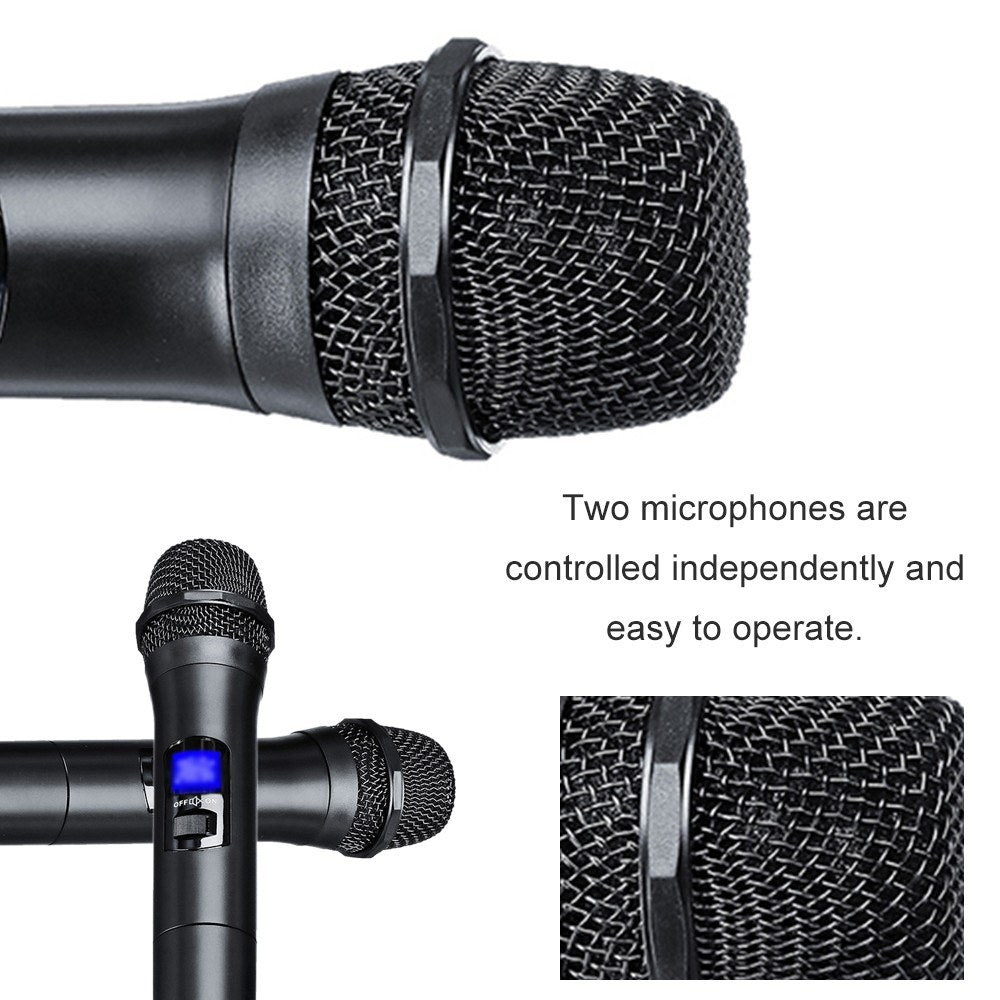 Professional UHF Dual Handheld Wireless Karaoke Microphone System with Digital LCD Display