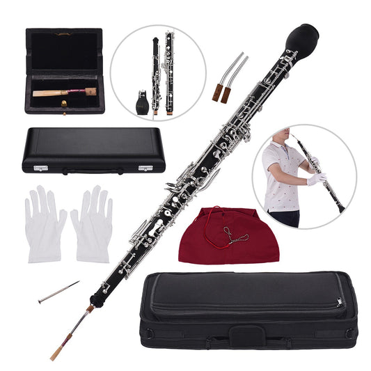 Professional F Key English Horn – Synthetic Wood, Silver-Plated Keys – Includes Reed, Gloves, Cleaning Cloth, Case & Mini Screwdriver