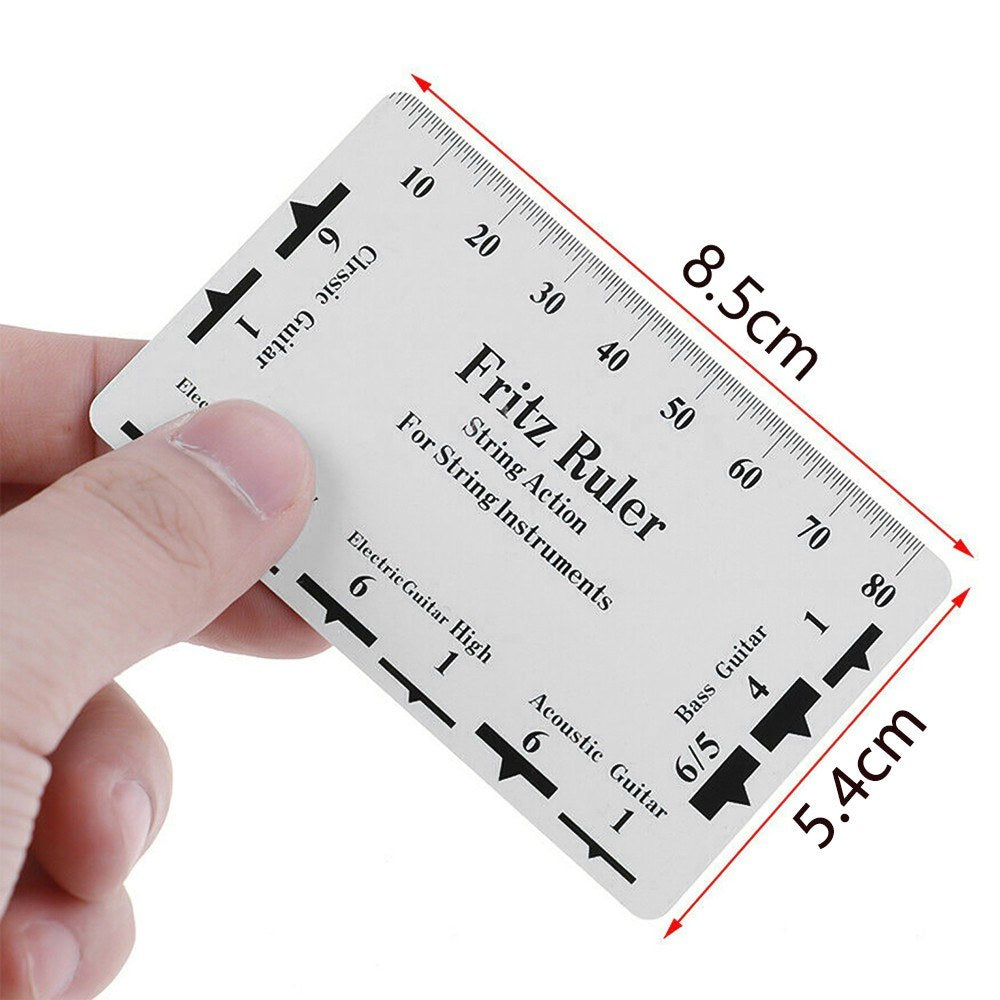 Premium Guitar String Action Gauge & Pitch Ruler - Essential Luthier Measuring Tool for Classical, Electric, Acoustic Guitars & Bass