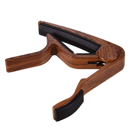 Wood-Color Aluminum Guitar Capo for 6-String Folk & Electric Guitars + 3 Random Picks