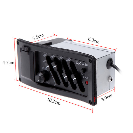 Acoustic Guitar Preamp: 4-Band EQ Pickup EQ-7545R with Tuner