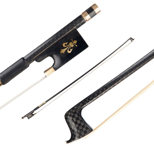 Carbon Fiber Violin Bow, 4/4 Size, Ebony Frog, Horsetail Hair, Well-Balanced