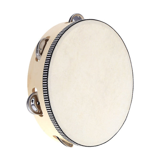 8-Inch Handheld Tambourine Drum with Metal Jingles - Birch Percussion Instrument for Kids Party Games & KTV
